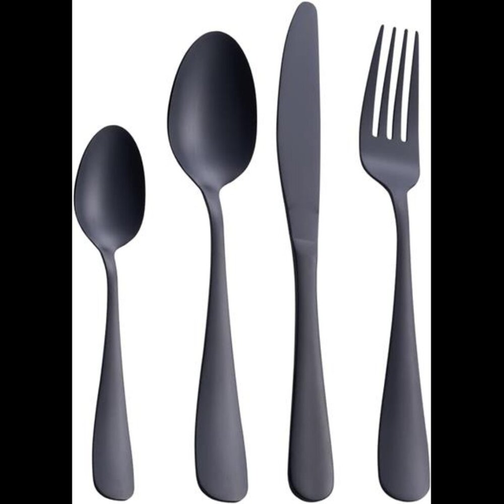 Matte Black Silverware Set,24-Piece StainlessSteel Satin Finish Flatware Cutlery